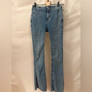 We the Free Free People Level Up Slit Flare Jeans Hayley Blue sz 26